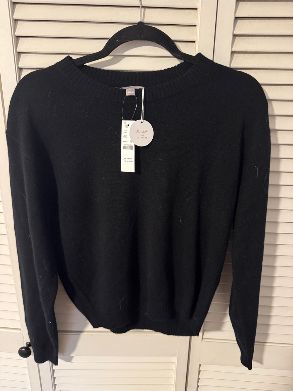 100% cashmere J. Crew Black Crewneck Cashmere-Blend Sweater